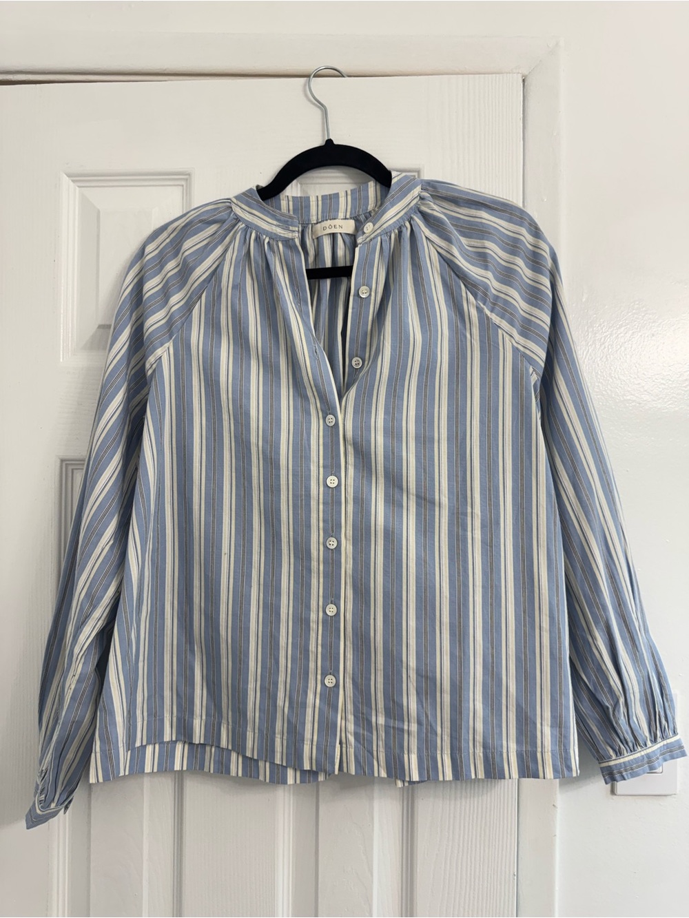 Doen Blue and White Striped Button-Down Shirt